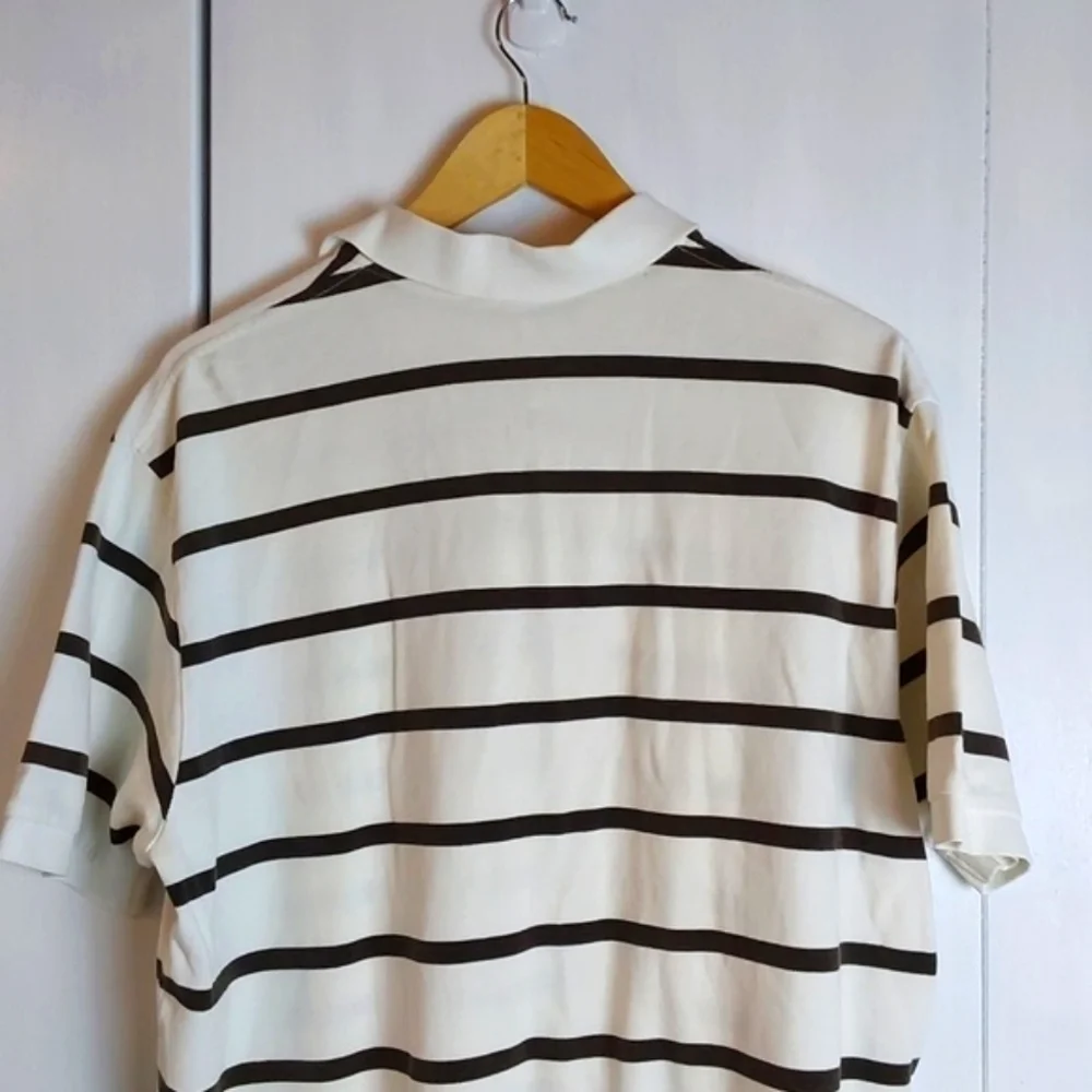 Ralph Lauren| Mens White /Black Striped Polo Shirt Short Sleeve Preppy Sz.XL